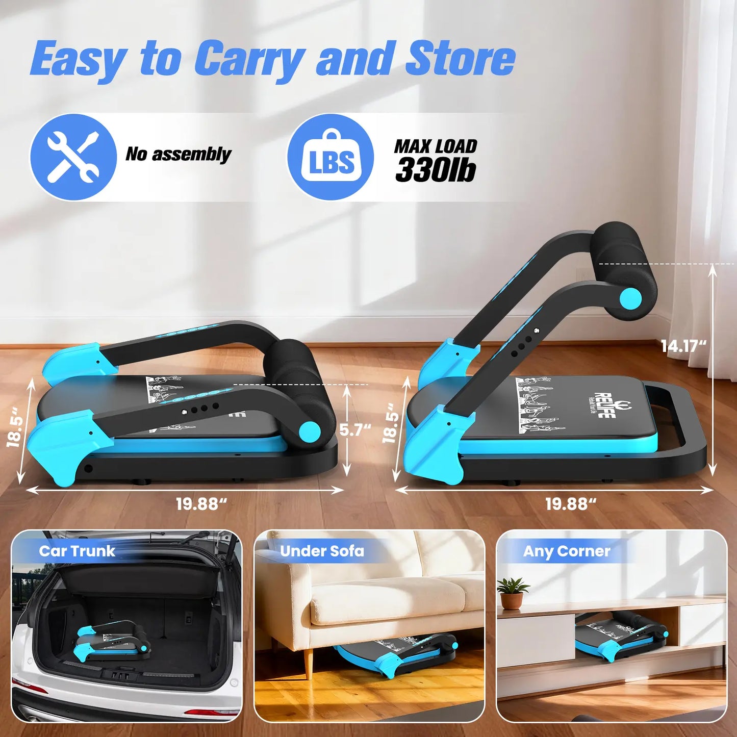 RELIFE Blue Ab Crunch Machine - Core & Tummy Trainer