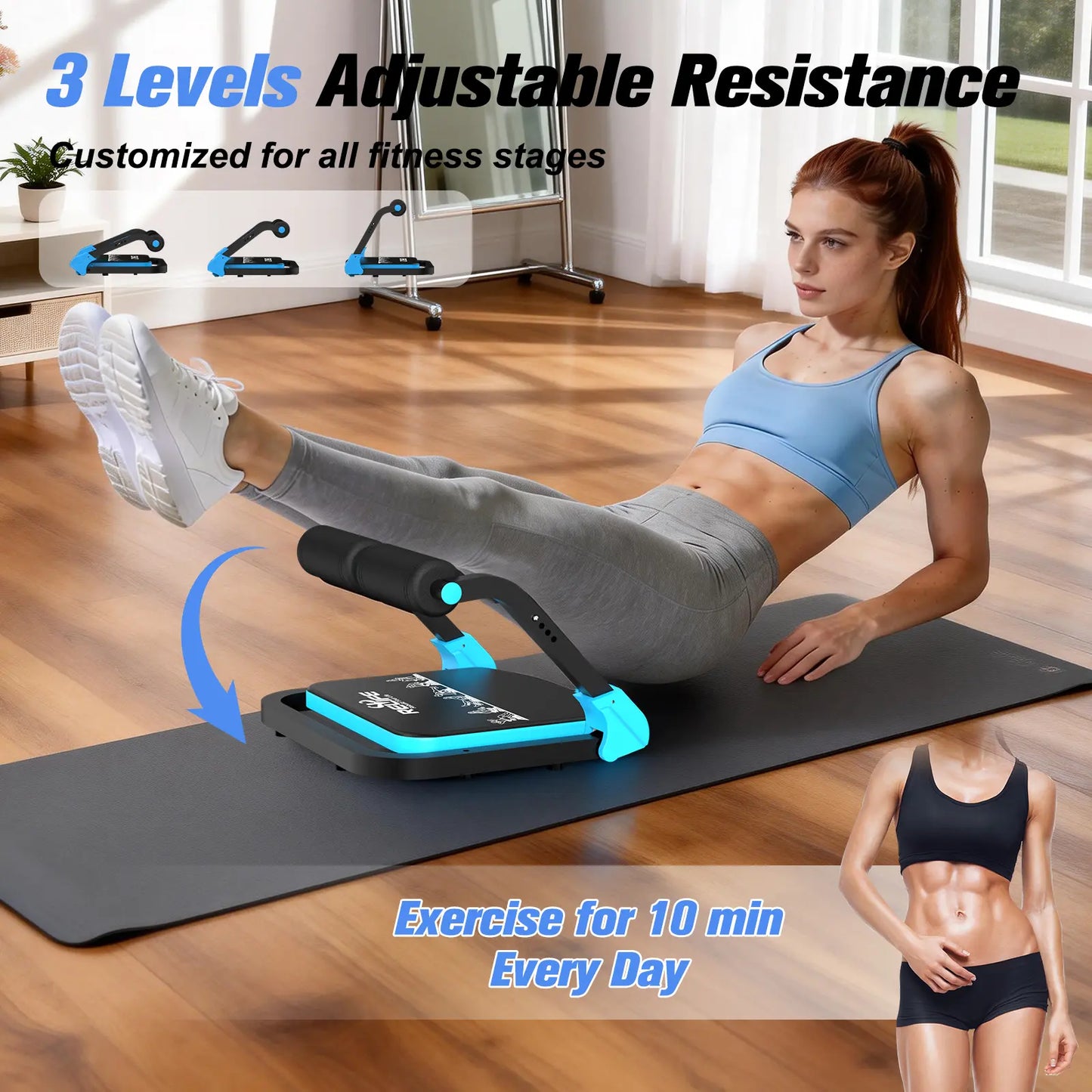 RELIFE Blue Ab Crunch Machine - Core & Tummy Trainer