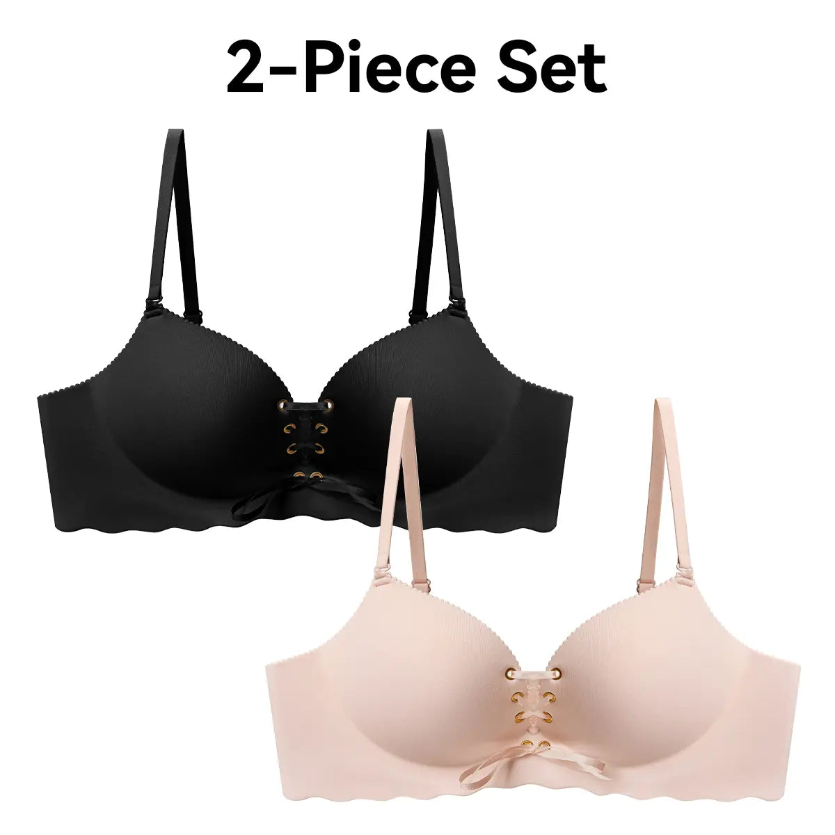 LUCKMEEY Drawstring Push Up Bra | Instant Cleavage & Anti-Sagging | Add 2 Cups Padded Wireless Strapless Bras Comfort Bra for A B C Cups Womenswear Minimalist Pink