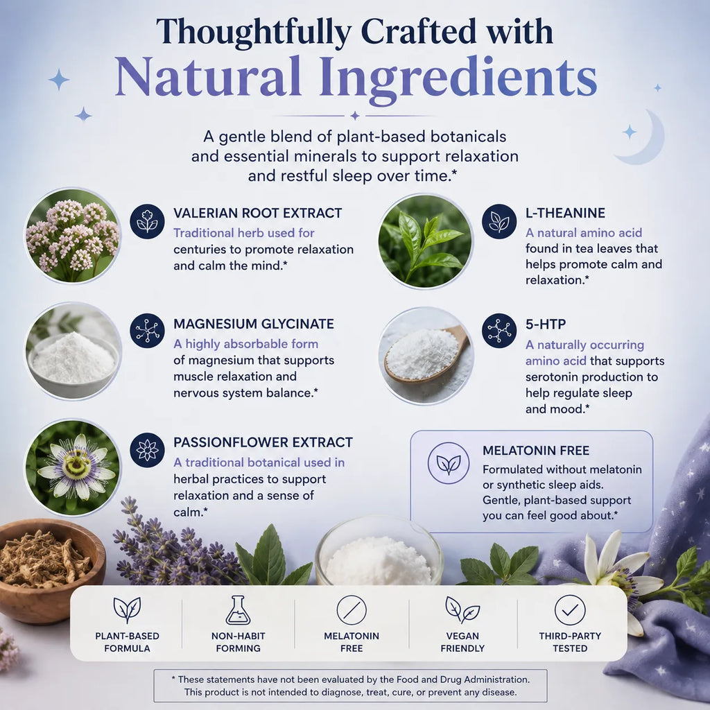Natural Sleep Gummies  - With 5-HTP, L-Theanine, Magnesium & Valerian Root - Melatonin Free - Vegan - Halal - Sugar, Gluten Free - Sweet Strawberry - 60 Gummies - 30 Servings