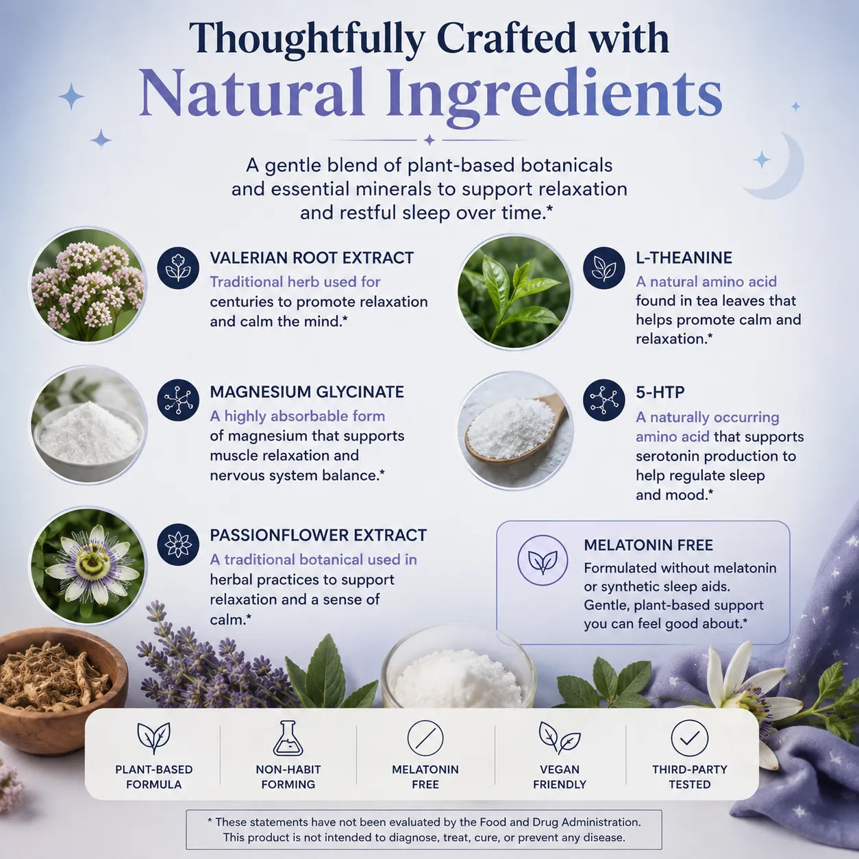 Natural Sleep Gummies  - With 5-HTP, L-Theanine, Magnesium & Valerian Root - Melatonin Free - Vegan - Halal - Sugar, Gluten Free - Sweet Strawberry - 60 Gummies - 30 Servings