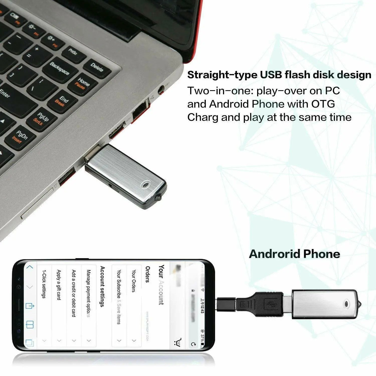 USB Flash Drive Voice Recorder 2-in-1 – Voice Activated, Smart Noise Reduction, Auto File Save