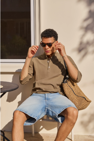 Runcati Men's Linen Shirt - Casual Cotton 3/4 Sleeve