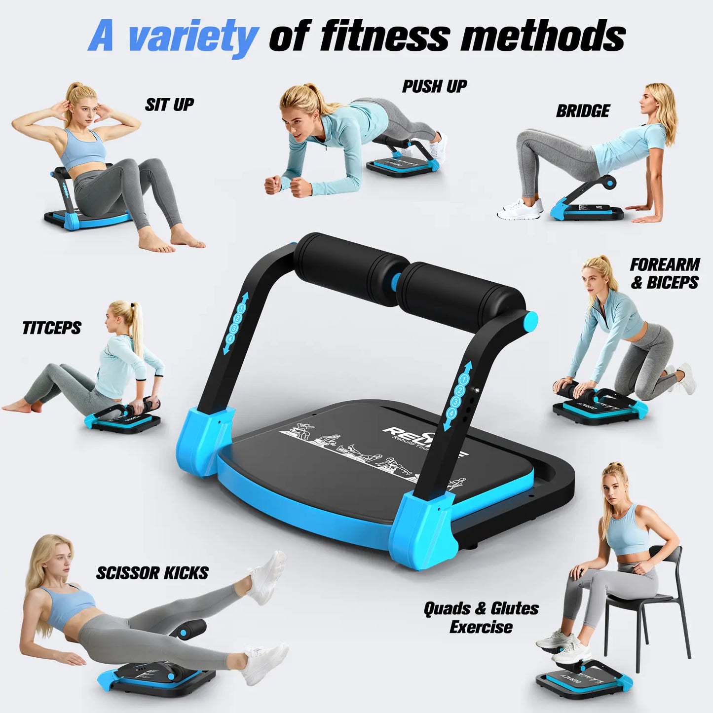 RELIFE Blue Ab Crunch Machine - Core & Tummy Trainer