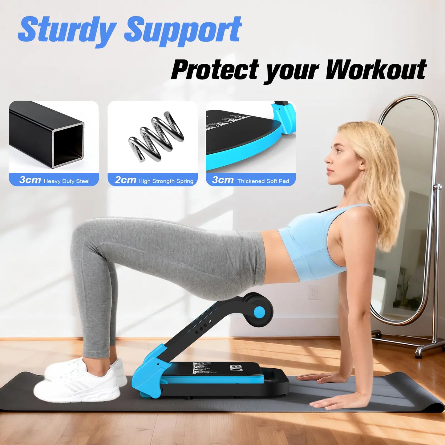 RELIFE Blue Ab Crunch Machine - Core & Tummy Trainer