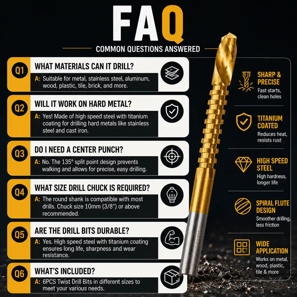 Metalworking Ldeal For Drilling,Titanium-Plated High Speed Steel Drill Bits Set for,Screwing,Boring,Carving,Cutting & Polishing.