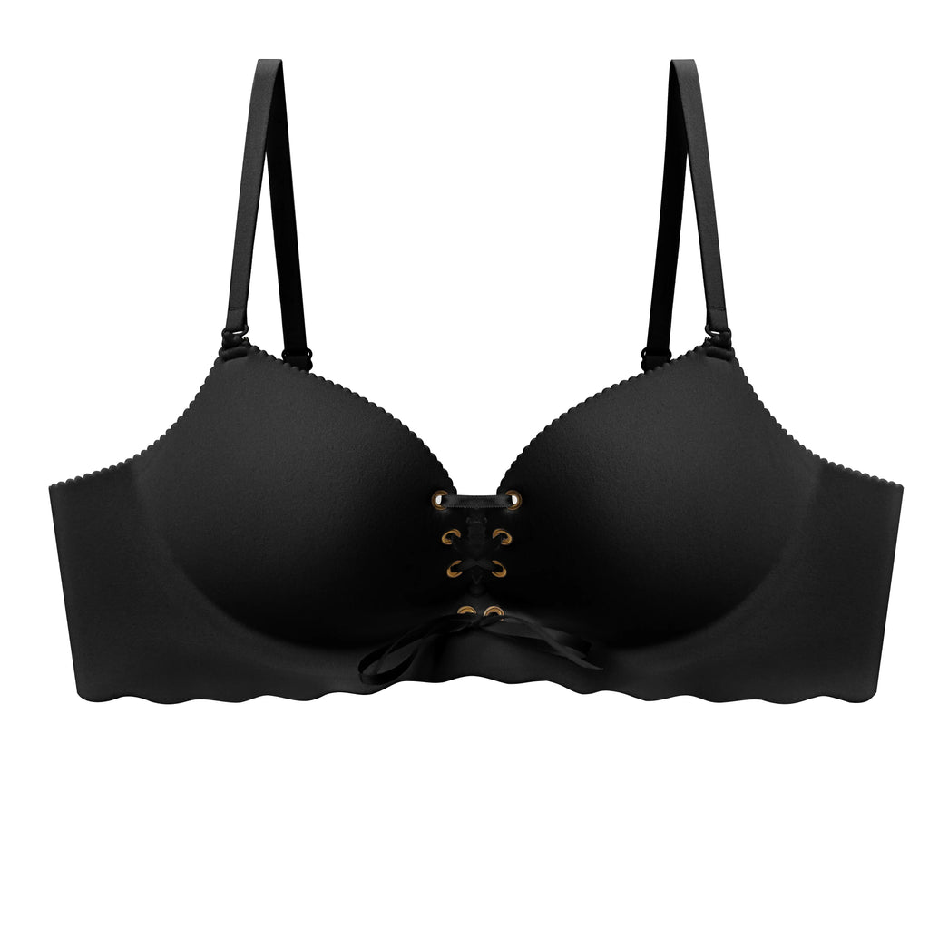 LUCKMEEY Drawstring Push Up Bra | Instant Cleavage & Anti-Sagging | Add 2 Cups Padded Wireless Strapless Bras Comfort Bra for A B C Cups Womenswear Minimalist Pink
