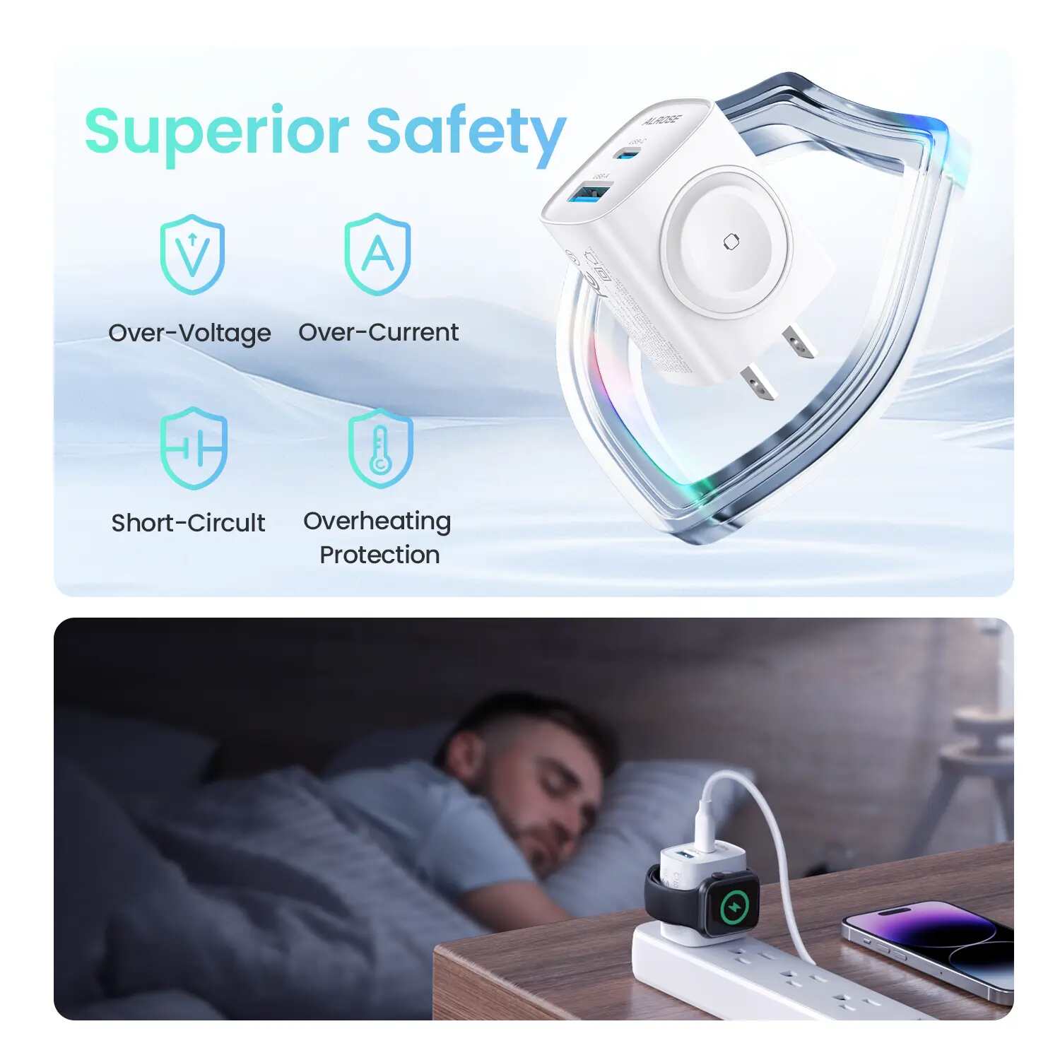 3-in-1 Magnetic Wireless Charging Station with Travel Adapter