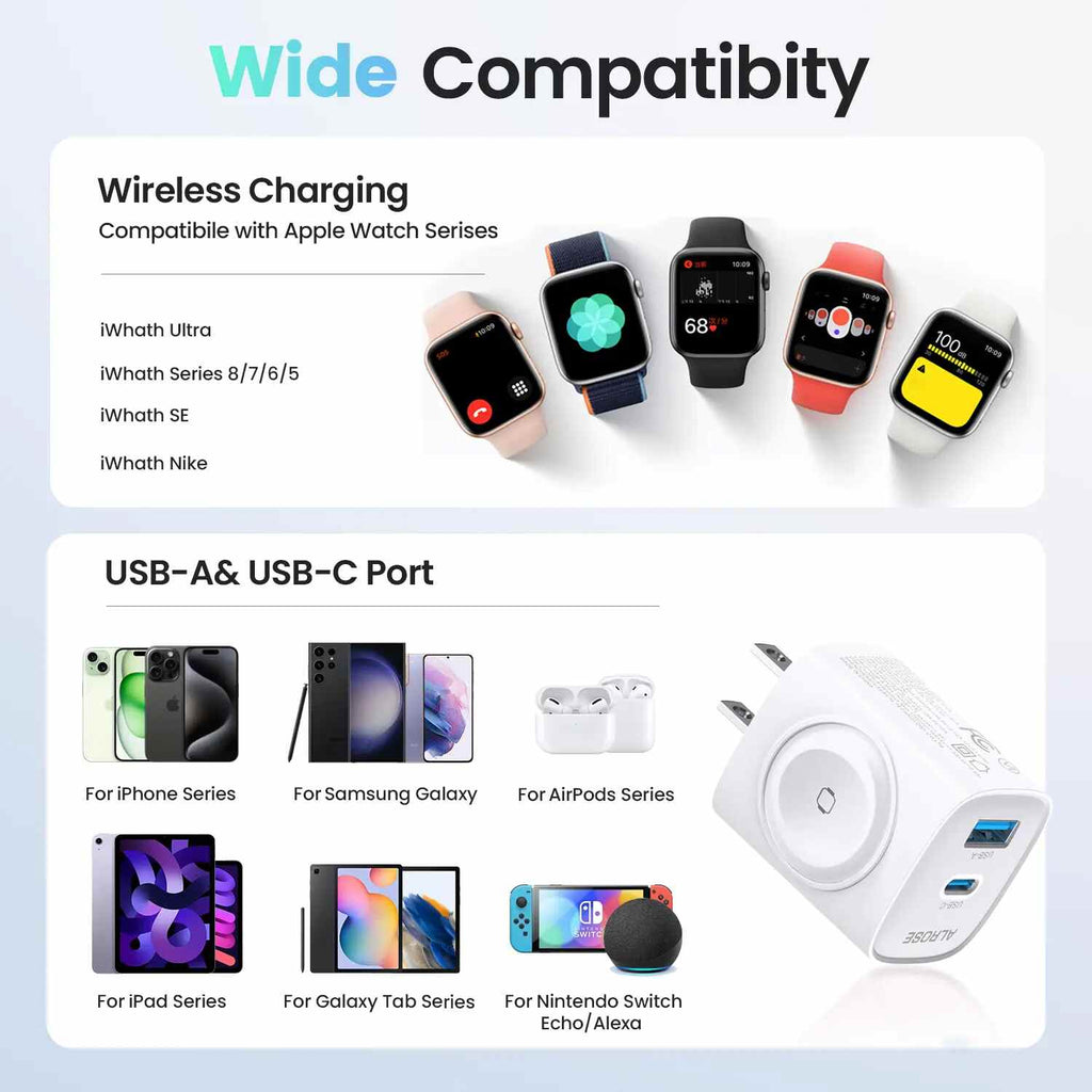 3-in-1 Magnetic Wireless Charging Station with Travel Adapter