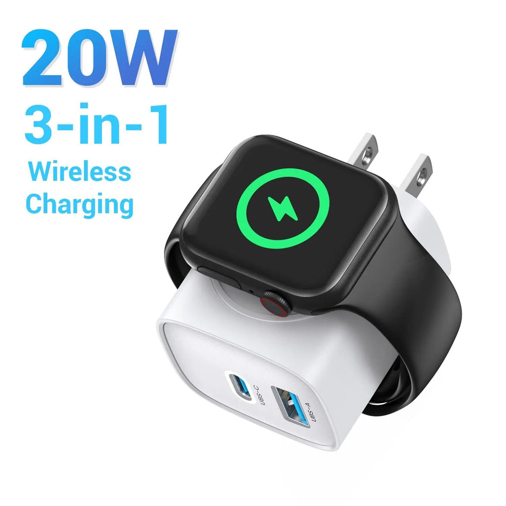 3-in-1 Magnetic Wireless Charging Station with Travel Adapter