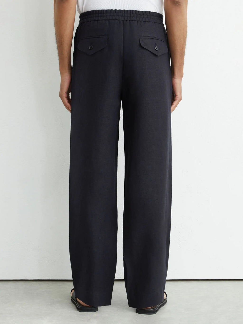 100% Linen Relaxed-Fit Drawstring Trousers