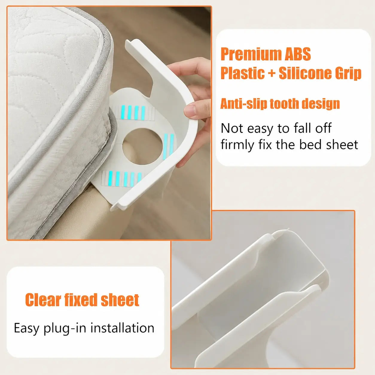 4-Pack Heavy Duty Bed Sheet Clips, Locking Mattress Corner Holders, Anti-Slip Bedding Fasteners with Easy Installation, Invisible Durable Bedding Accessories, Home Essential Valentine's Gift for Boyfriend