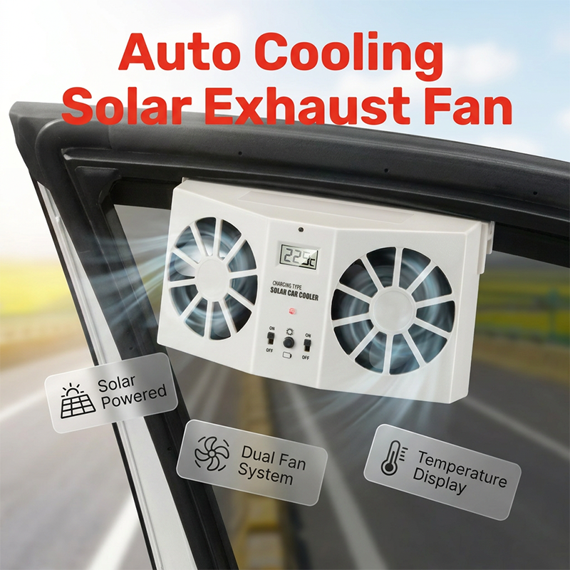 🔥50 % RABATT!!!🚗Solarbetriebener Auto-Abluftventilator – Doppel-Turbo-Belüftung & Temperaturanzeige☀️Jetzt sichern!!