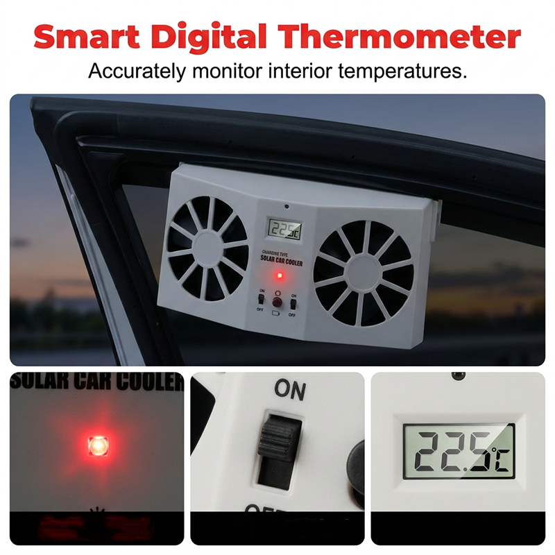 🔥50 % RABATT!!!🚗Solarbetriebener Auto-Abluftventilator – Doppel-Turbo-Belüftung & Temperaturanzeige☀️Jetzt sichern!!